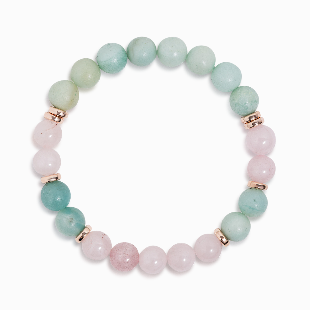 Amazonite & Rose Quartz 'Peace and Love' Bracelet