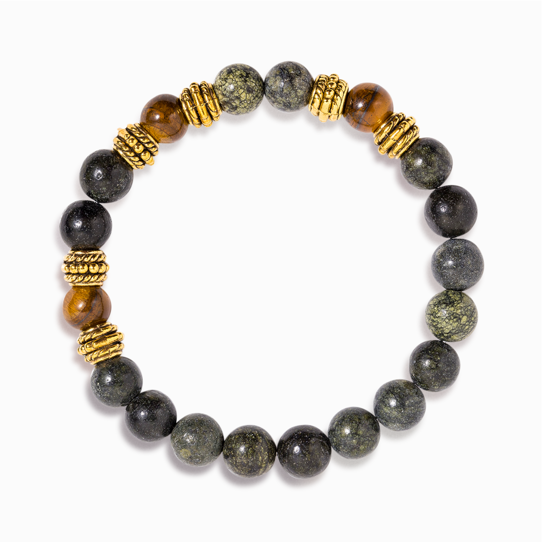 Tiger's Eye & Green Zebra Jasper 'Endurance' Bracelet