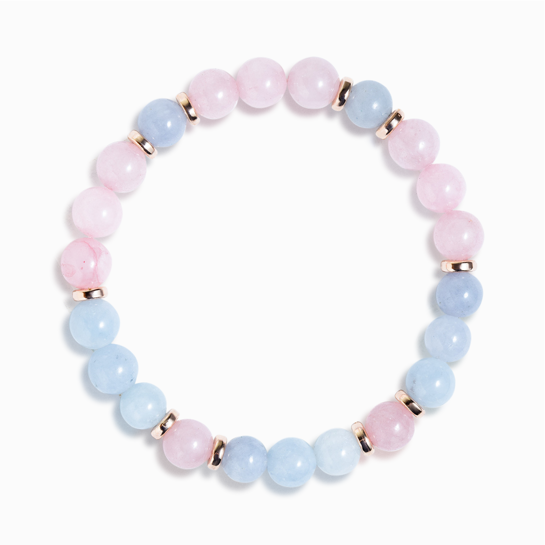 Aquamarine & Rose Quartz 'Gentle Love' Bracelet