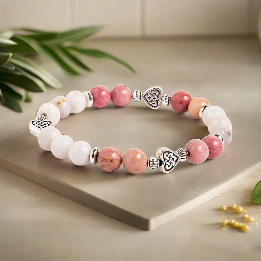 Rhodonite & Moonstone 'Sweetheart' Bracelet