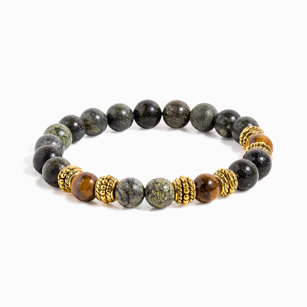 Tiger's Eye & Green Zebra Jasper 'Endurance' Bracelet