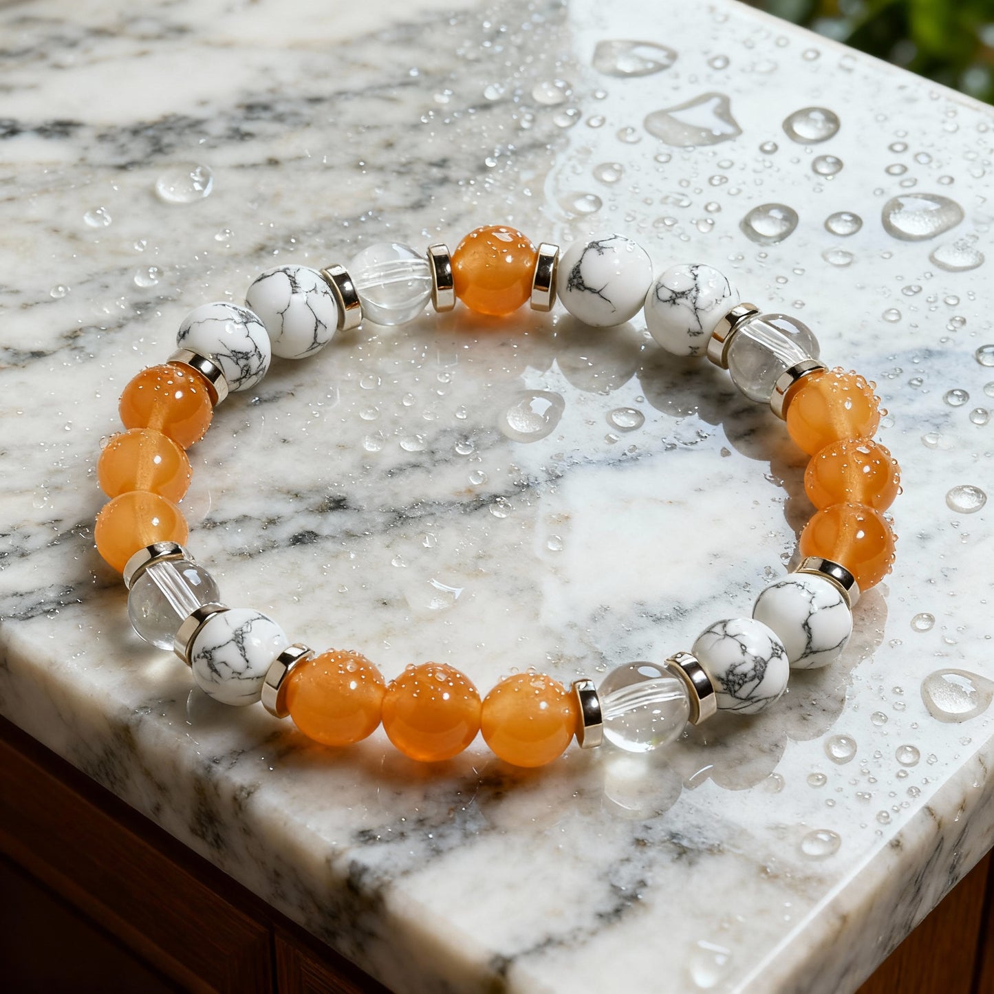 Orange Chalcedony & Howlite 'Steady Joy' Bracelet