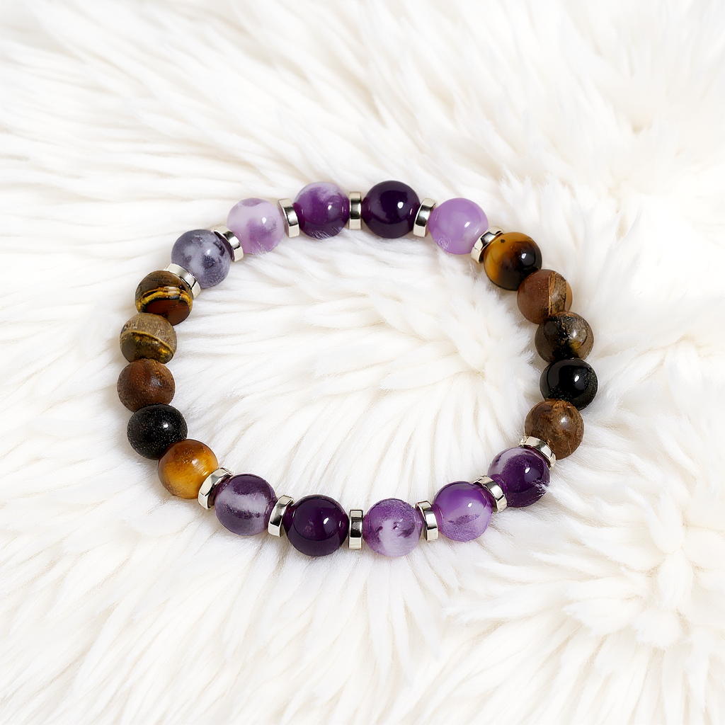 Tiger's Eye & Amethyst 'Grounded Peace' Bracelet