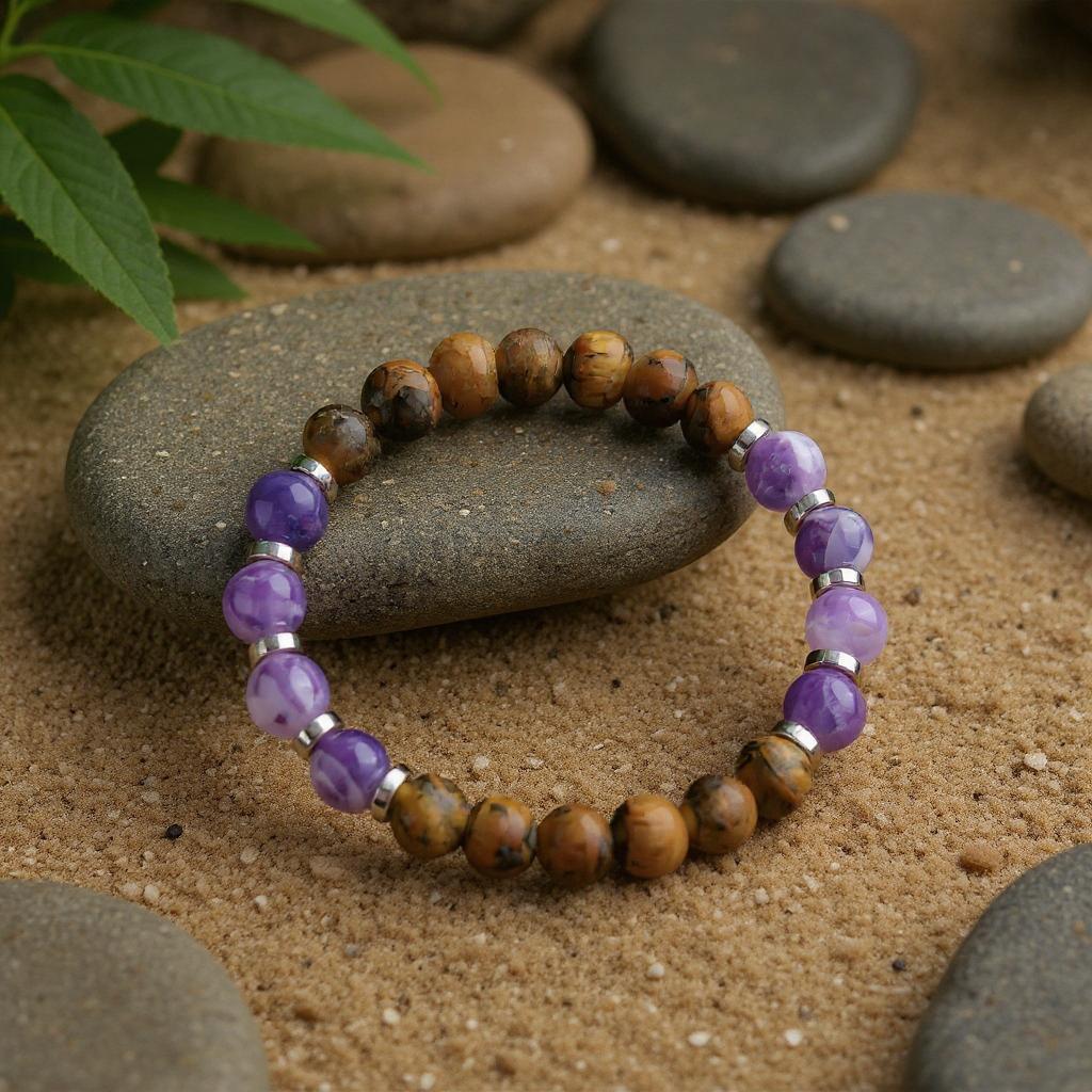 Tiger's Eye & Amethyst 'Grounded Peace' Bracelet