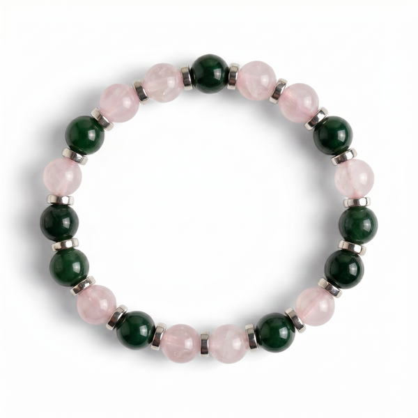 Rose Quartz & Moss Agate 'Peaceful Unity' Bracelet