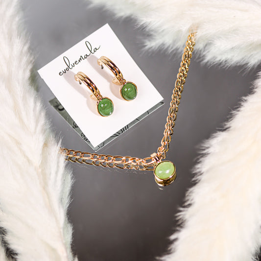 Green Aventurine Necklace & Earrings Combo