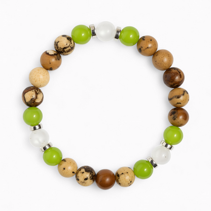 White Jade & Picture Jasper 'Centered Path' Bracelet