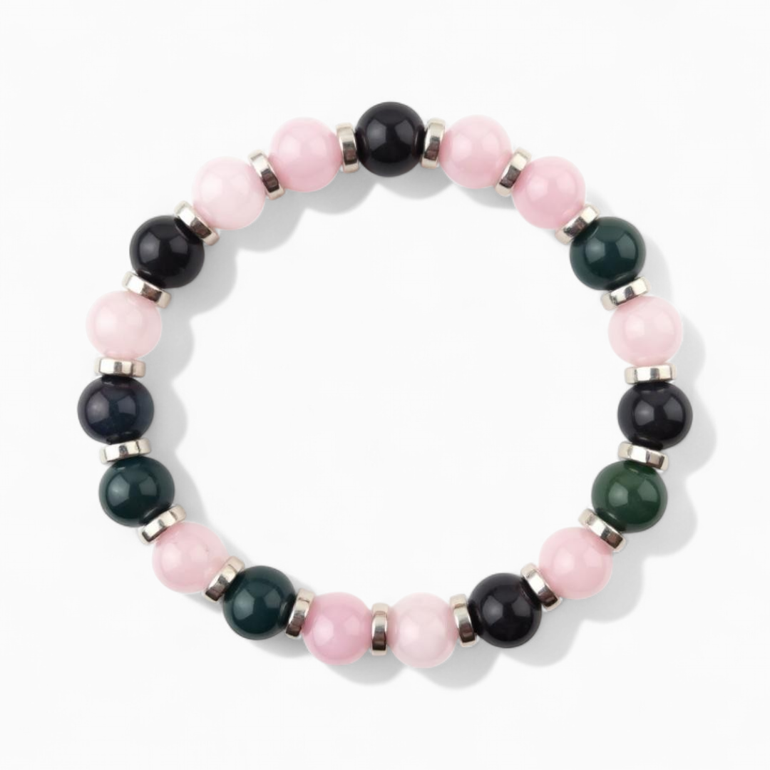 Rose Quartz & Moss Agate 'Peaceful Unity' Bracelet