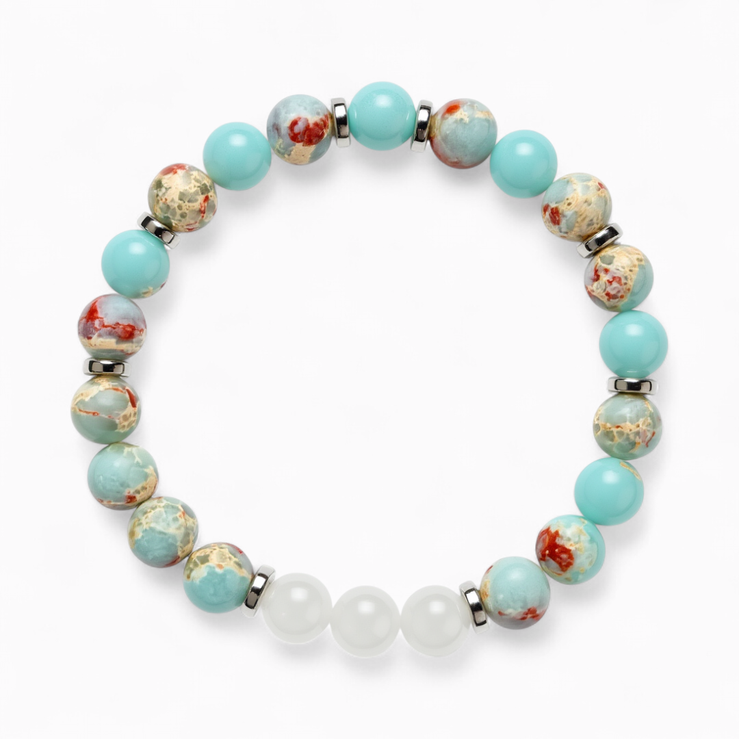 Aqua Terra Jasper & White Jade 'Composure' Bracelet