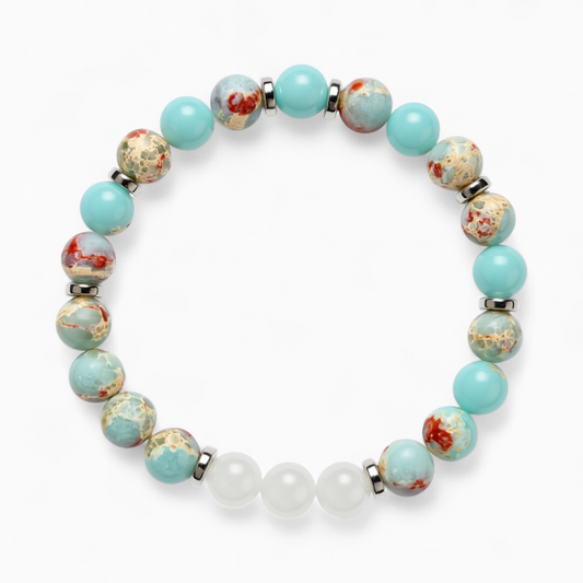 Aqua Terra Jasper & White Jade 'Composure' Bracelet