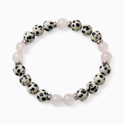 Dalmatian Jasper & Rose Quartz 'Playful Calm' Bracelet