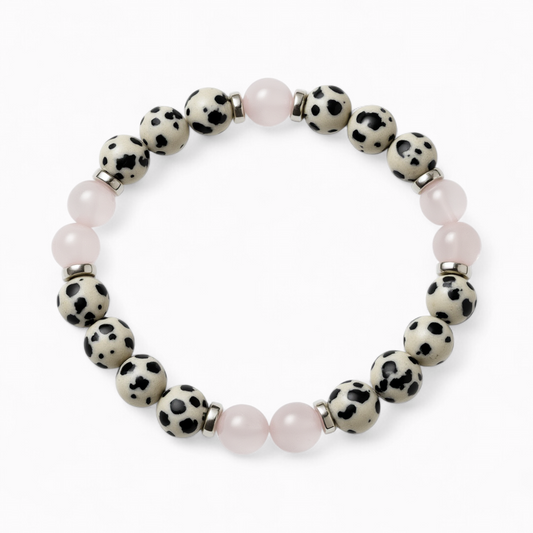 Dalmatian Jasper & Rose Quartz 'Playful Calm' Bracelet