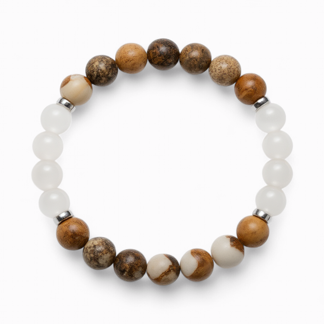 Picture Jasper & White Jade 'Steady Nerve' Bracelet