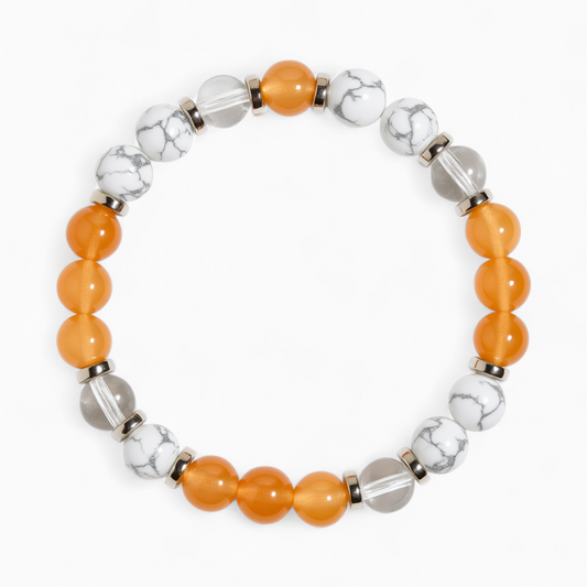 Orange Chalcedony & Howlite 'Steady Joy' Bracelet