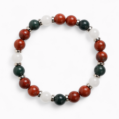 Moss Agate & Red Jasper 'Festive Balance' Bracelet