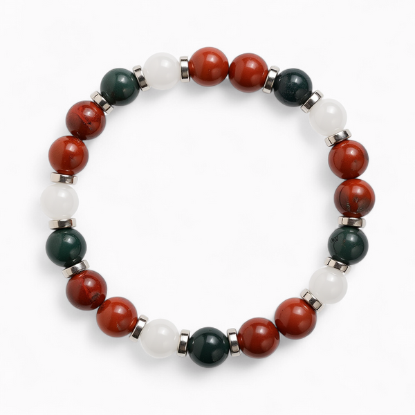 Moss Agate & Red Jasper 'Festive Balance' Bracelet