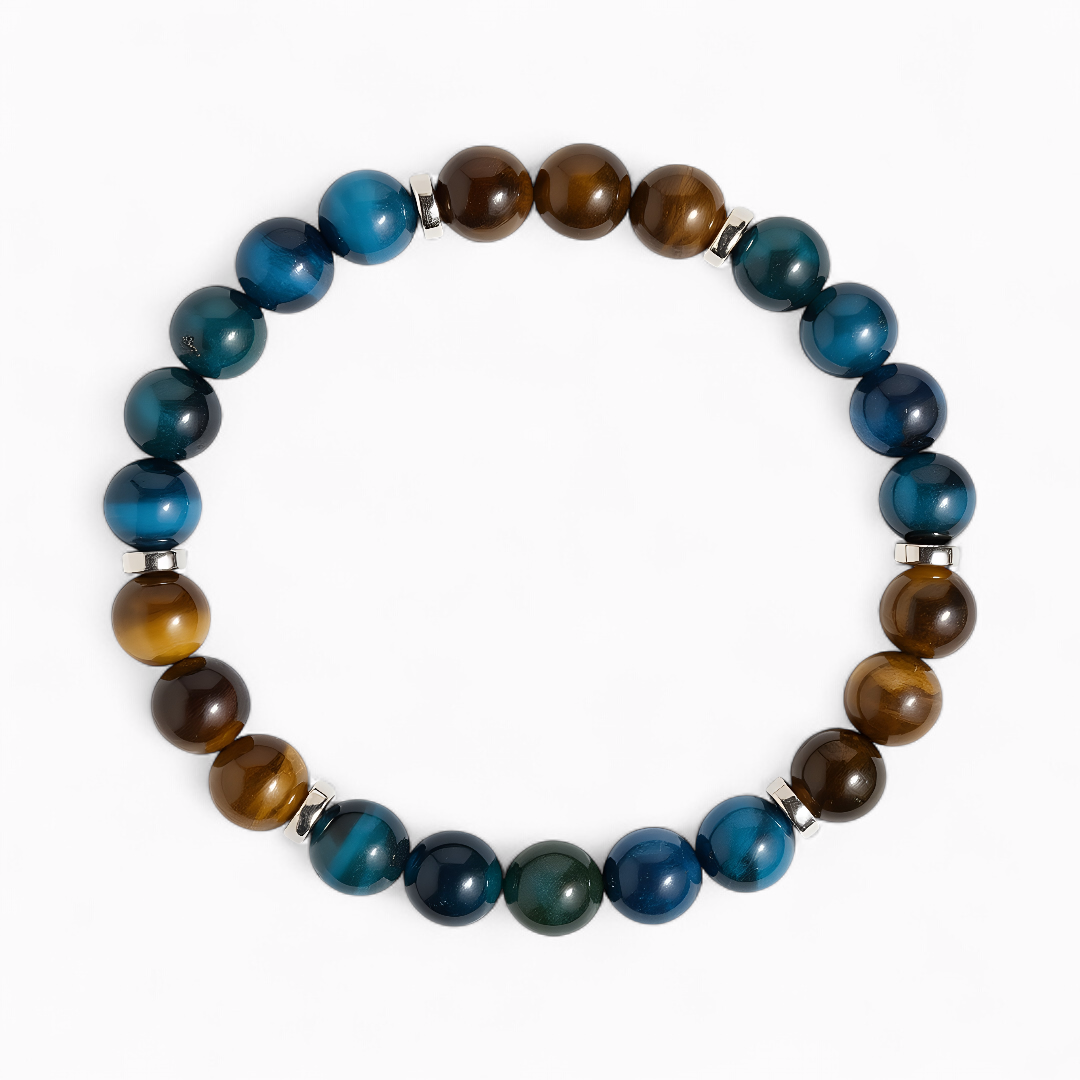 Royal Blue Tiger's Eye & Tiger's Eye 'Purpose' Bracelet