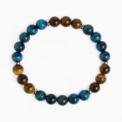 Royal Blue Tiger's Eye & Tiger's Eye 'Purpose' Bracelet