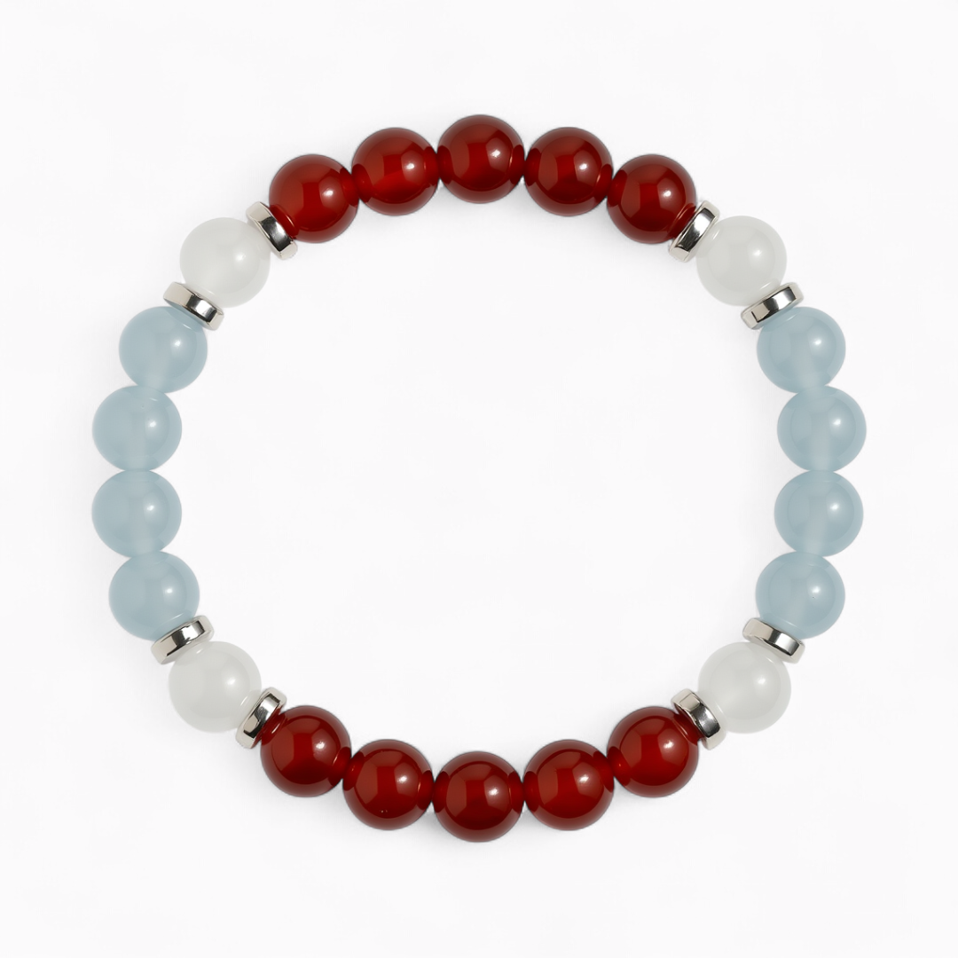 Red Agate & White Jade 'Confident Calm' Bracelet