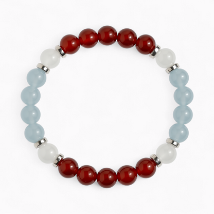 Red Agate & White Jade 'Confident Calm' Bracelet