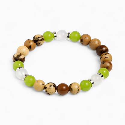 White Jade & Picture Jasper 'Centered Path' Bracelet