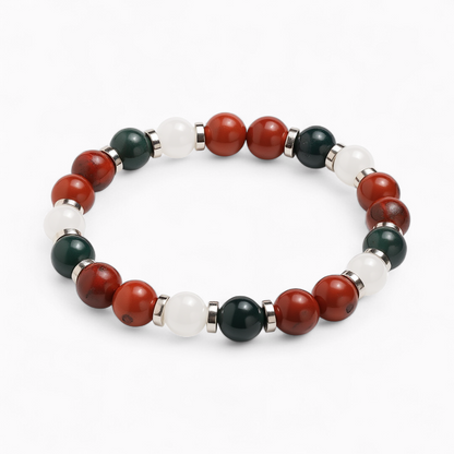 Moss Agate & Red Jasper 'Festive Balance' Bracelet