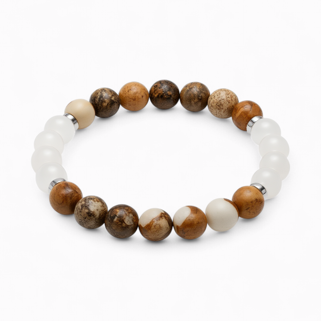 Picture Jasper & White Jade 'Steady Nerve' Bracelet