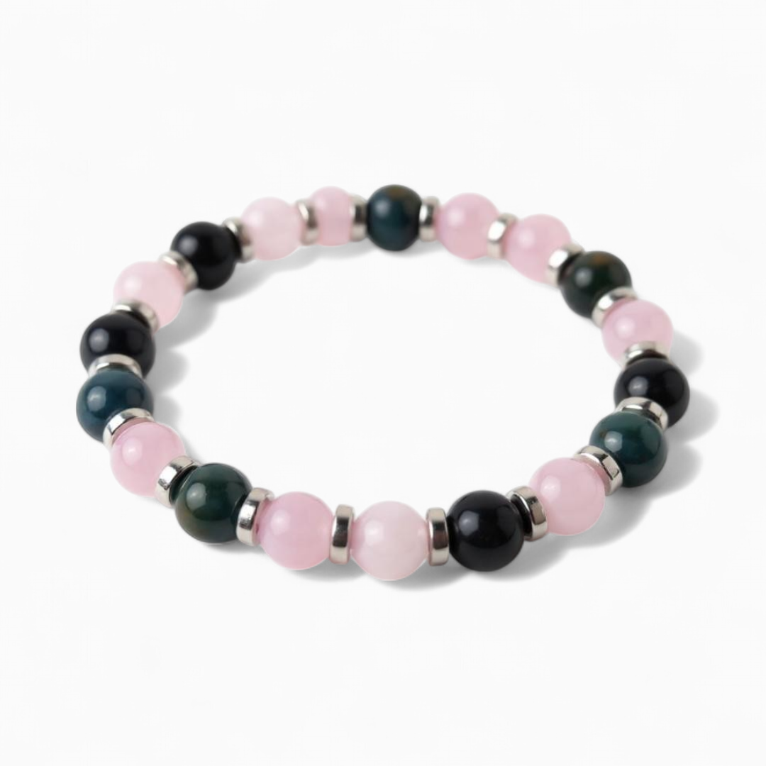 Rose Quartz & Moss Agate 'Peaceful Unity' Bracelet
