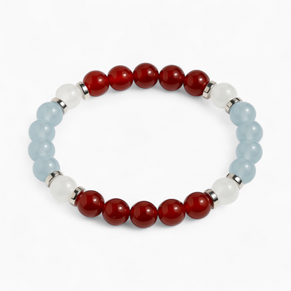 Red Agate & White Jade 'Confident Calm' Bracelet
