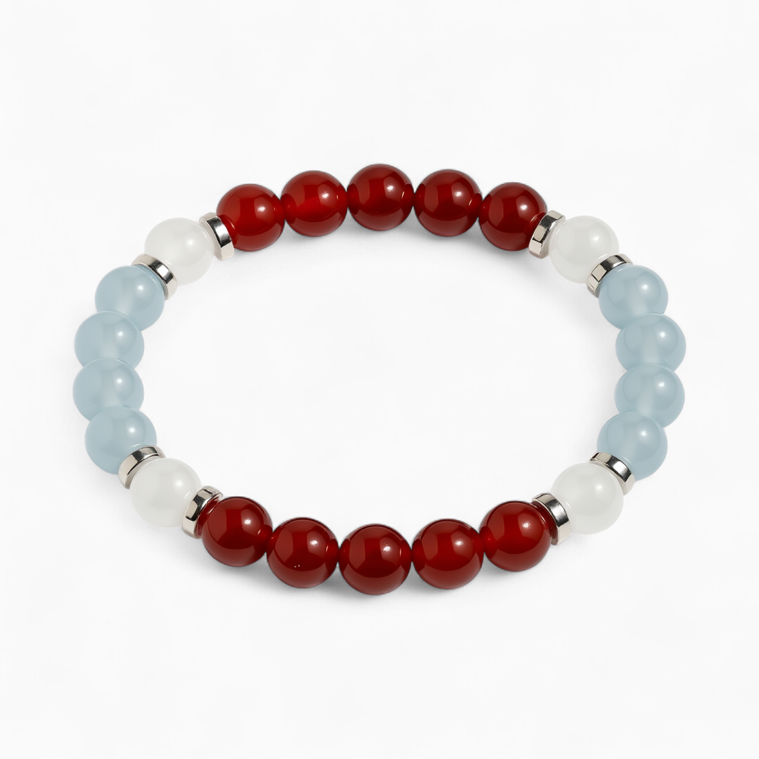 Red Agate & White Jade 'Confident Calm' Bracelet