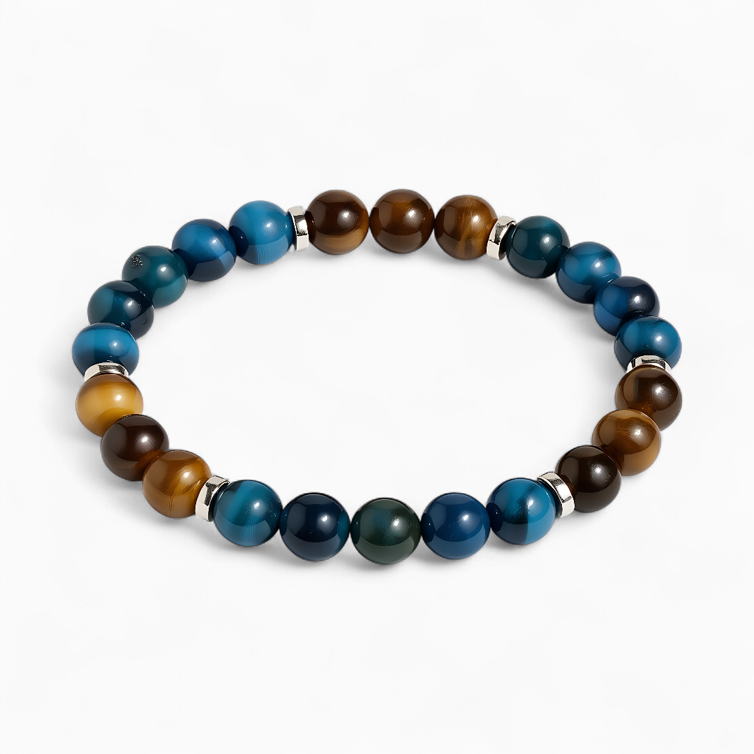 Royal Blue Tiger's Eye & Tiger's Eye 'Purpose' Bracelet