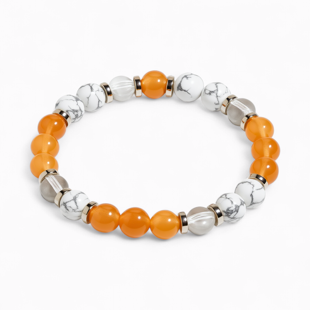 Orange Chalcedony & Howlite 'Steady Joy' Bracelet