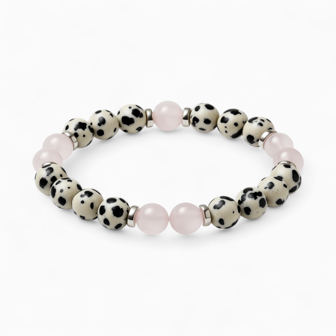 Dalmatian Jasper & Rose Quartz 'Playful Calm' Bracelet