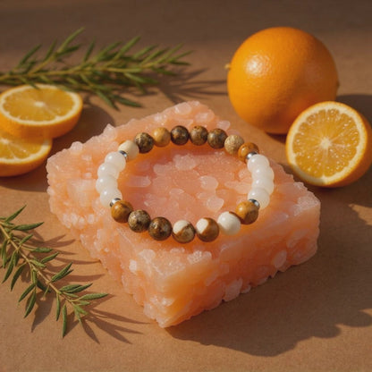 Picture Jasper & White Jade 'Steady Nerve' Bracelet