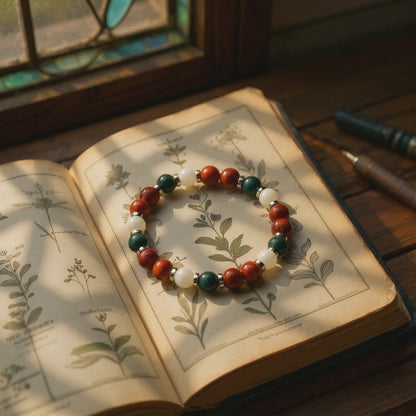 Moss Agate & Red Jasper 'Festive Balance' Bracelet