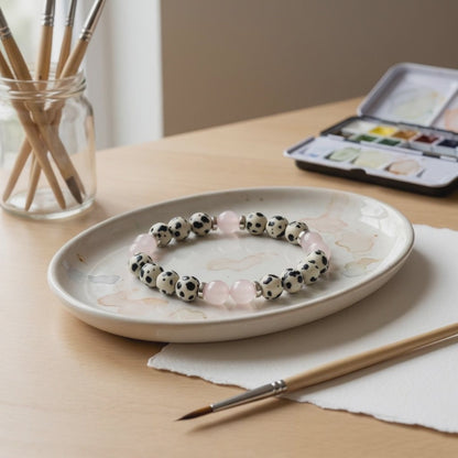 Dalmatian Jasper & Rose Quartz 'Playful Calm' Bracelet