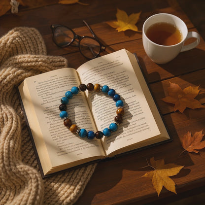Royal Blue Tiger's Eye & Tiger's Eye 'Purpose' Bracelet