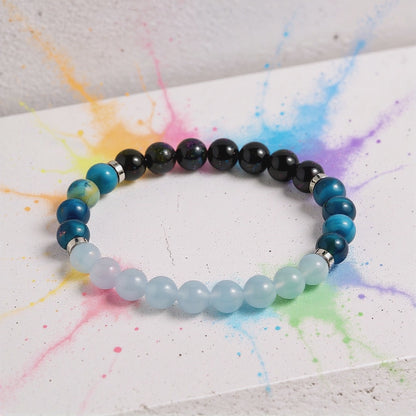 Blue Chalcedony & Obsidian 'Deep Focus' Bracelet