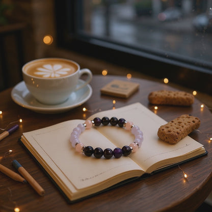 Rose Quartz & Purple Tiger's Eye 'Inspire' Bracelet