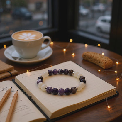Amethyst & White Jade 'Grace' Bracelet