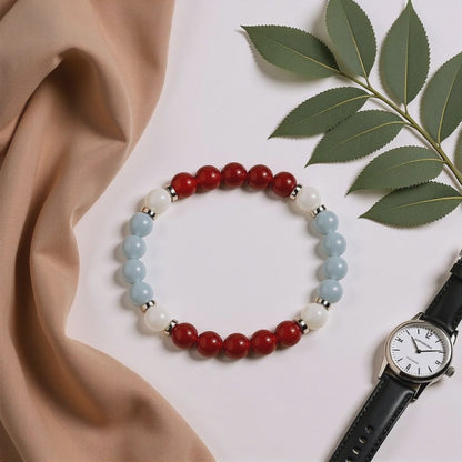 Red Agate & White Jade 'Confident Calm' Bracelet