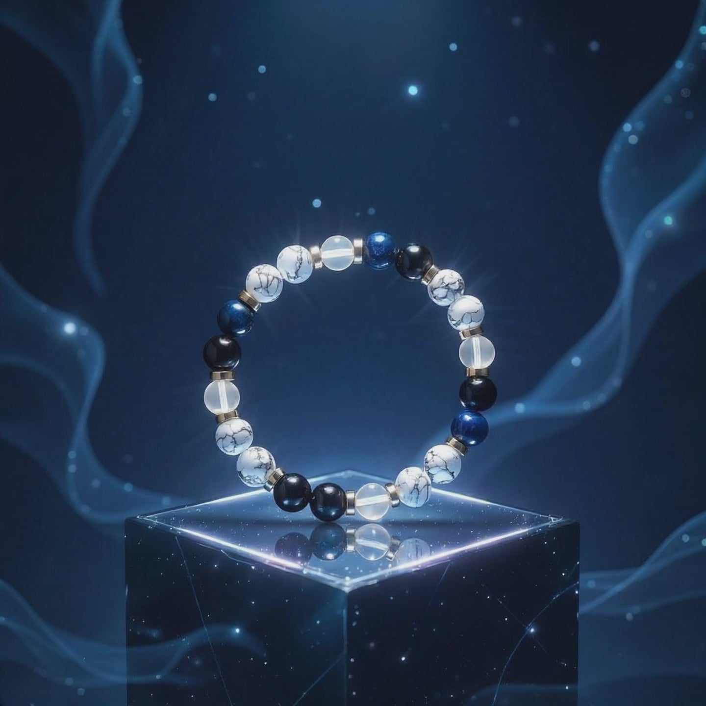 Blue Tiger's Eye & Clear Quartz 'Stillness' Bracelet – Evolve Mala