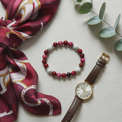 Pink Tiger's Eye & Howlite 'Cheerful Spirit' Bracelet