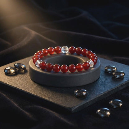 Clear Quartz & Red Agate 'Vitality' Bracelet