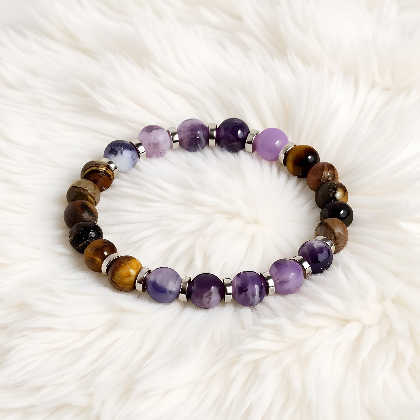 Tiger's Eye & Amethyst 'Grounded Peace' Bracelet
