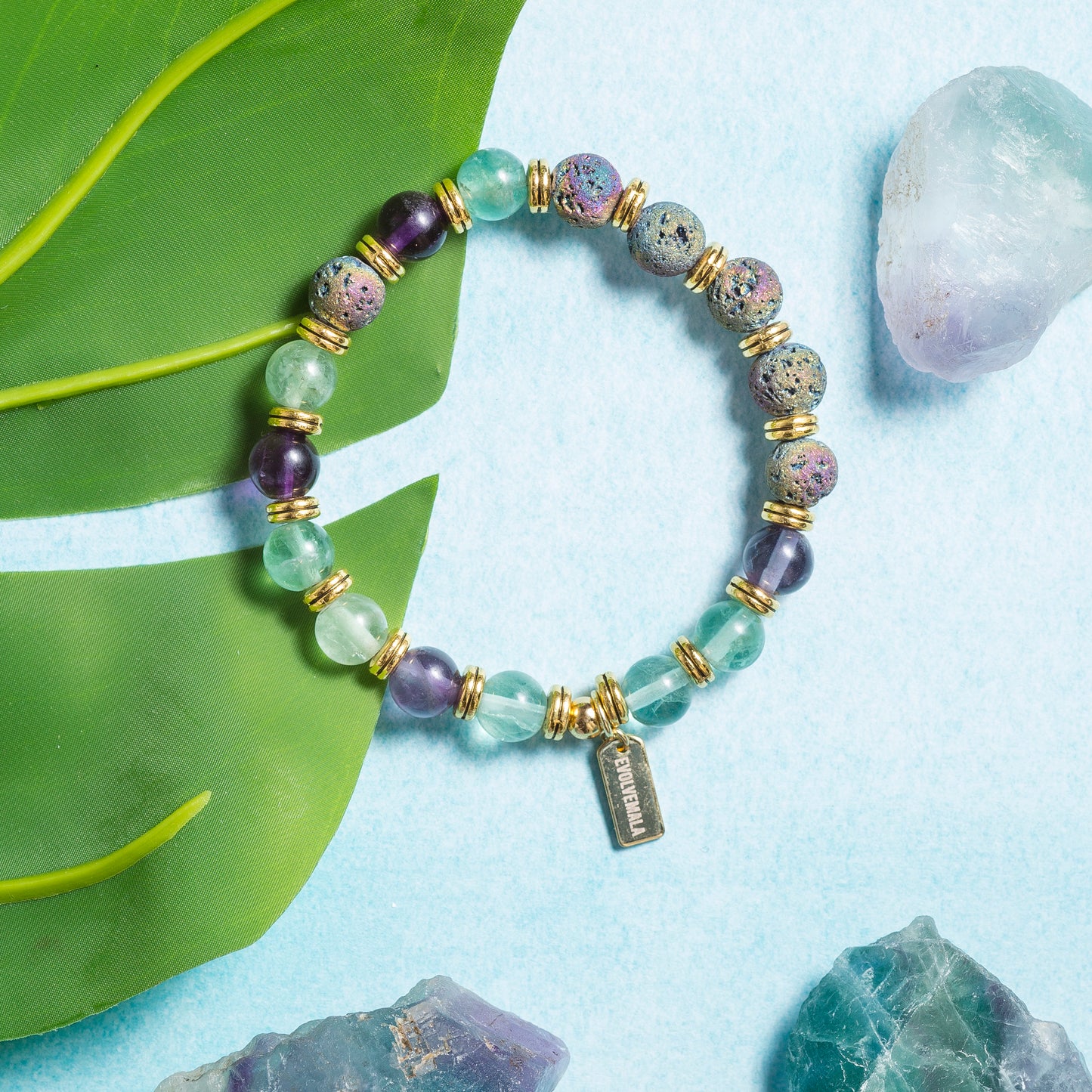 Fluorite & Lava Stone 'Calm' Bracelet