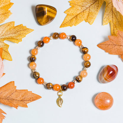 Carnelian & Tiger's Eye 'New Leaf' Bracelet