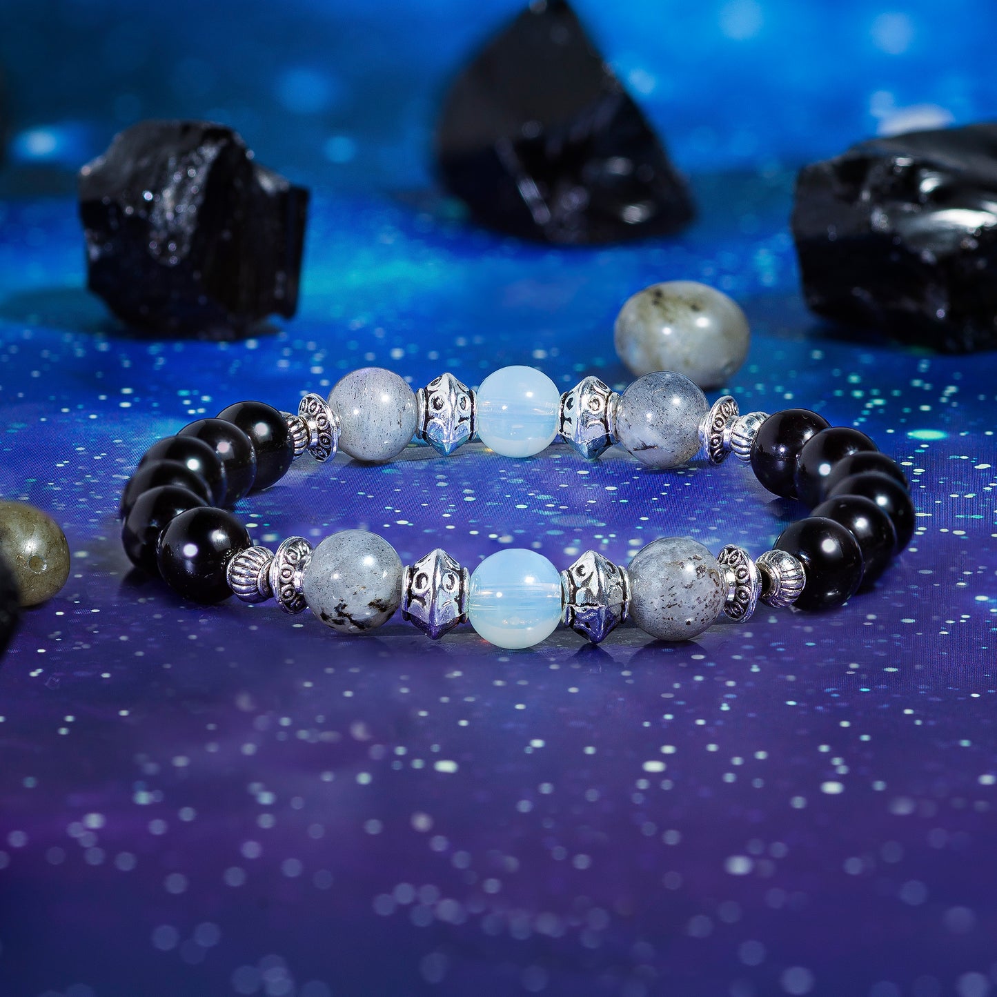 Obsidian & Opalite 'Eclipse' Bracelet