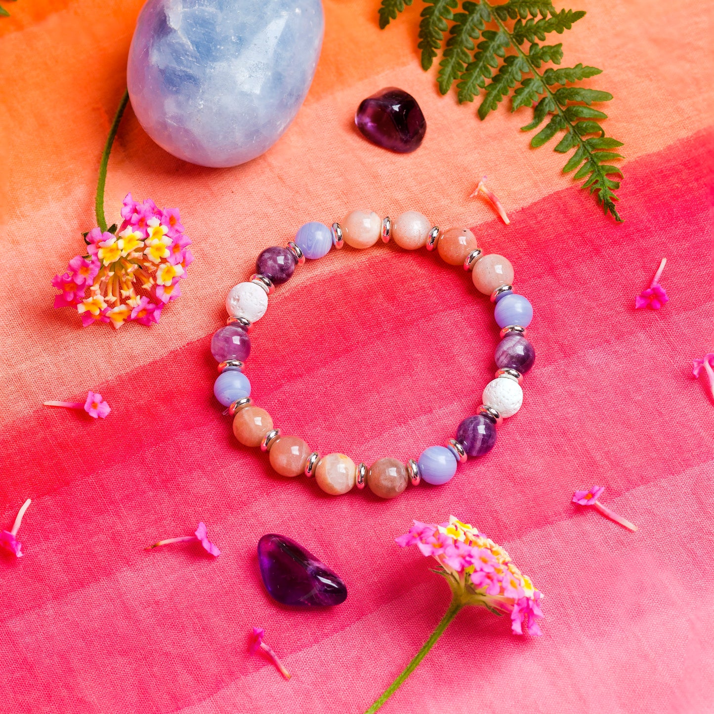 Amethyst & Peach Moonstone 'Daydreams' Bracelet