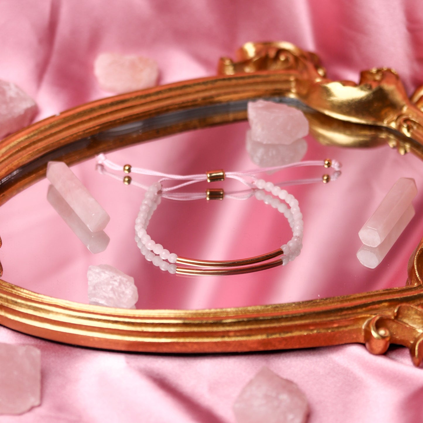 Rose Quartz Crystal Bar Bracelet